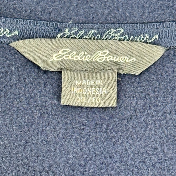 Eddie Bauer Men's Heathered Blue Fleece Pullover Sweater XL - Picture 4 of 13
